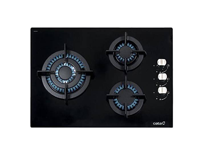CCI 5003 BK - Gasherd mit Butangas und 3 Gaskochfeldern - 1 Dreifache Krone - Geeignet für das Kochen mit Erdgas - 59 cm Breite - Gesamtleistung 6,25 kW - Brenner und Grills mit Gas aus Eisen - Cata