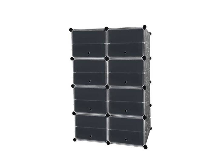 Armoire à Chaussures - UISEBRT - 8 Niveaux - Noir - Résistant à l'eau - Capacité 24 Paires