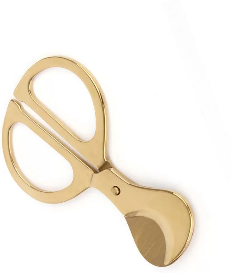 INF Edelstahl Handscheren Doppel-Klingen Zigarrenschere — Scharfer Scherenstil Zigarrenschneider mit Ergonomischem Griff Gold