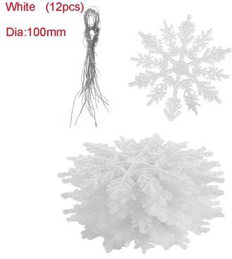 Uplift Treasures Glitter Snowflake Christmas Bauble Ornament Set 12pcs white 100mm