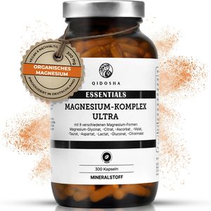 Qidosha Magnesium Komplex Ultra, 300 Kapseln, Magnesiumkomplex aus 9 Magnesium-Formen, 300mg