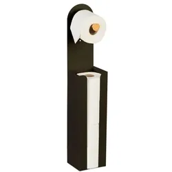 Relaxdays Toilettenpapierhalter freistehend 2 in 1 Hellbraun,Schwarz