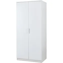 En.Casa, Kleiderschrank, Kleiderschrank Eiselfing 176x80x52 cm 1 Fach Weiss (80 x 52 x 176 cm)