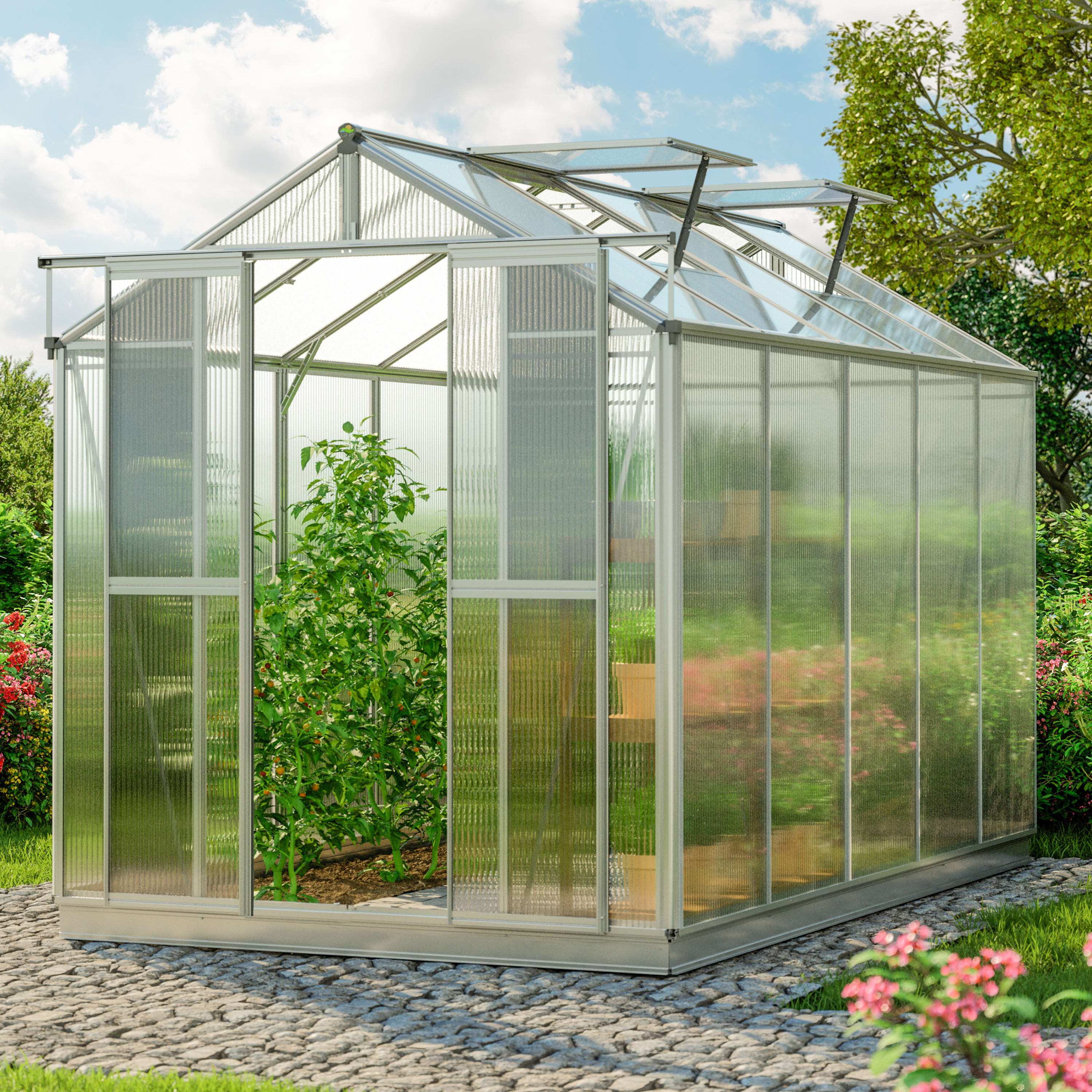 GFP 179 x 322 cm Drivhus, tilbehørs-sæt XL, 6 mm polycarbonat-pladerne - (GFPV00839)