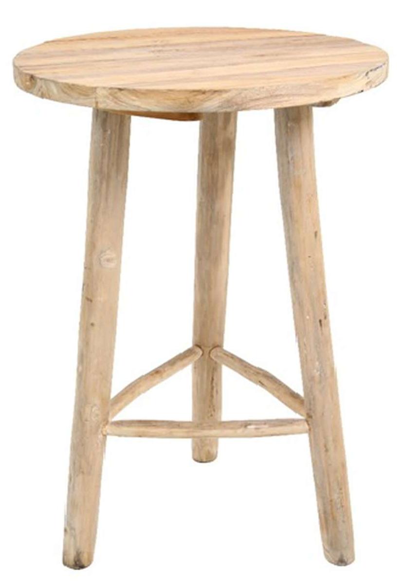 VAN DER LEEDEN Bar-Tisch aus massivem Teakholz naturfarben & unbehandelt Ø 70 cm