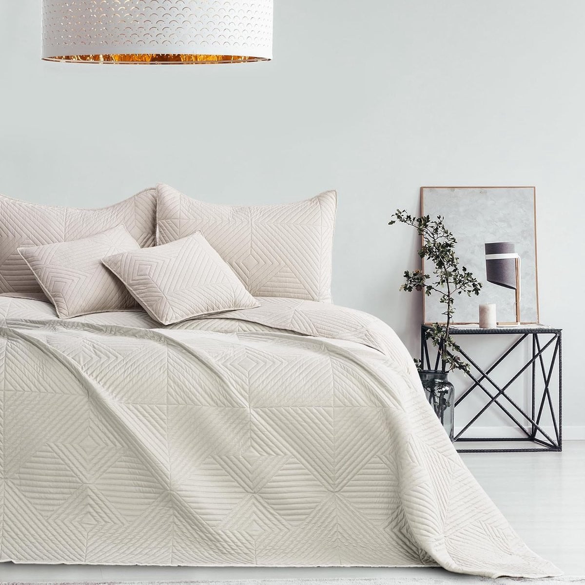 Dubbelzijdige bedsprei crème lichtbeige - 170 x 210 cm - ideaal als dekbed of plaid - ShopVlot