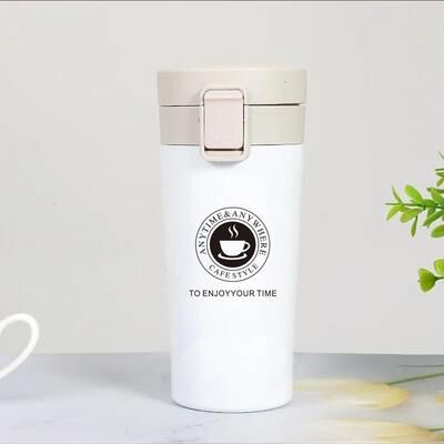 Uplift Essentials Leak Proof Stainless Steel Travel Coffee Mug With Vacuum Insulation And Safety Lock white 380ml