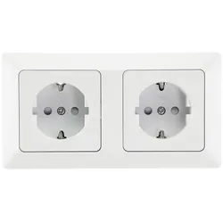 ChiliTec MILOS Set 2 Steckdosen + 2-fach Rahmen 250V~/ 16A, Steckanschluss, Matt-weiß