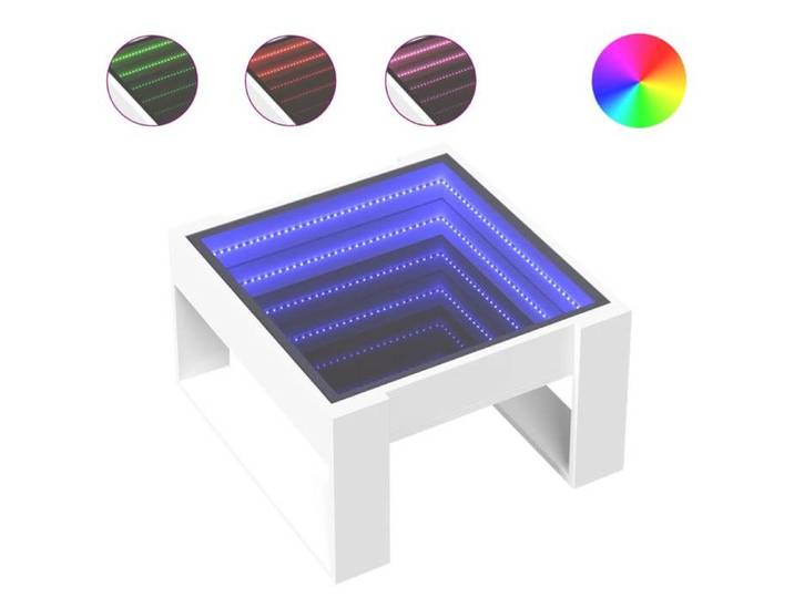NOUVEAU Table à café - Table basse avec LED infini - blanc - 50x53x30cm 50601