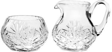 Majestic Gifts Hand Cut - Mouth Blown Crystal Sugar & Creamer Set, Made in Europe