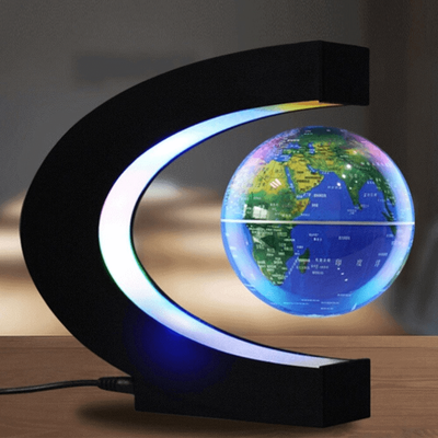 HomeDecorAndMore LLC C Shaped LED Floating Globe Lamp For Indoor Decor Blue