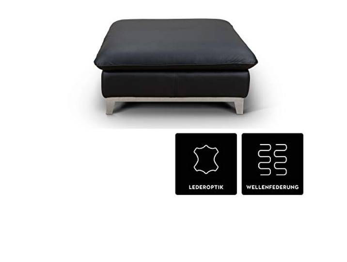 Mivano Polsterhocker Teresa / Polsterhocker fürs Wohnzimmer in Lederoptik / 97 x 46 x 98 / Kunstleder Schwarz