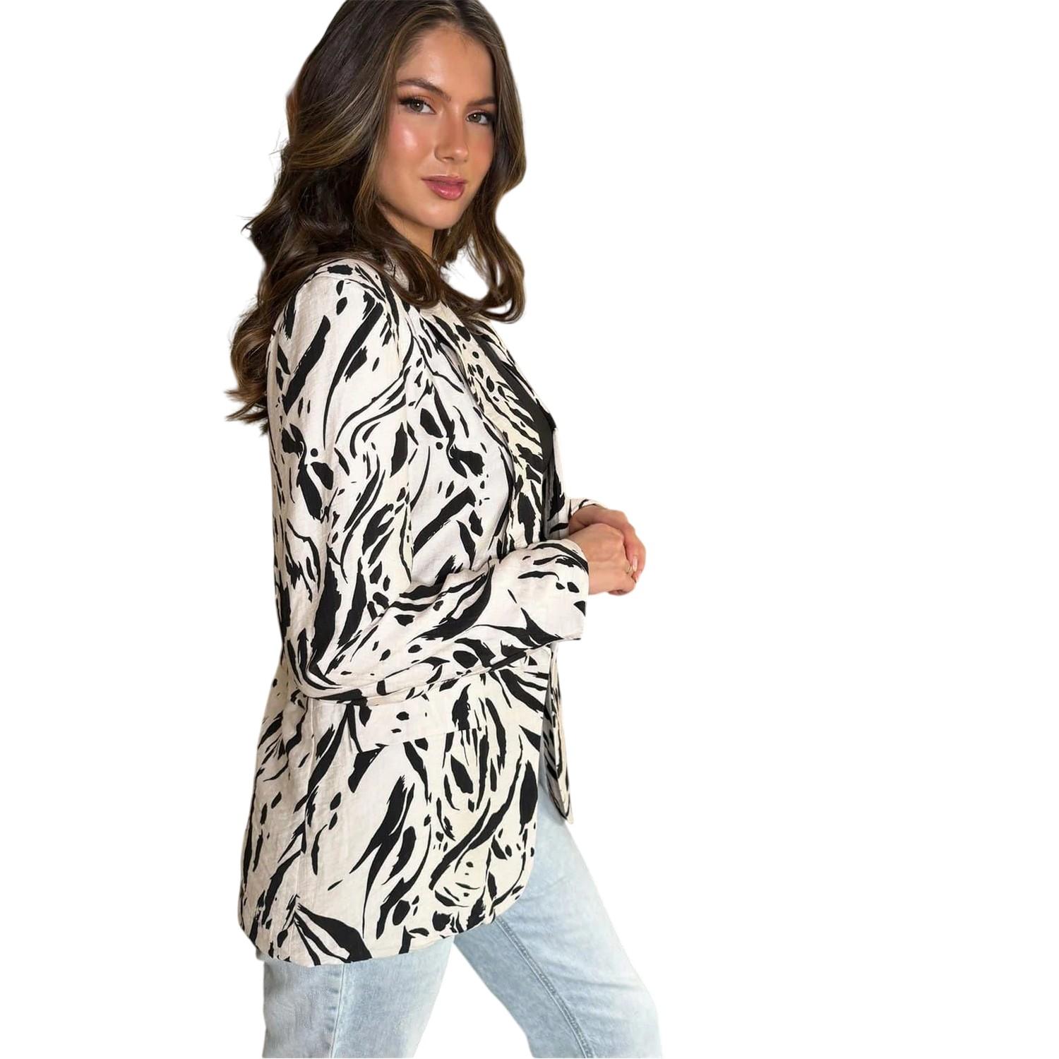 AX Paris Dames/Dames Brush Stroke Blazer (Crème/Zwart)