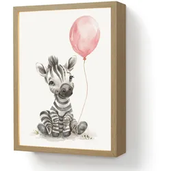NACHTTISCHLAMPE MIT AKKU Zebra - Baby - Tiere - Rosa Luftballon 30x40 cm