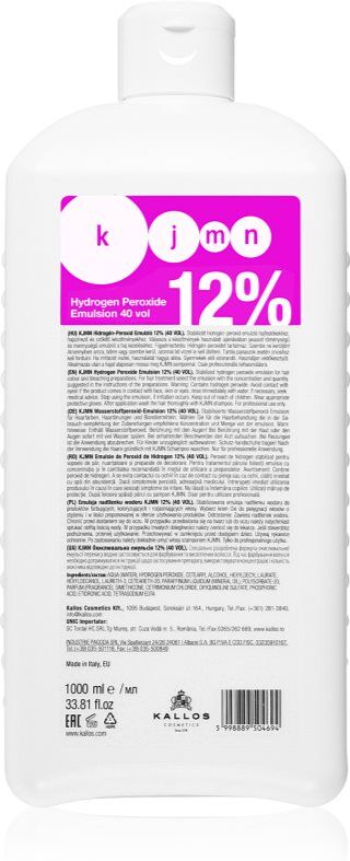 Kallos KJMN Professional Hydrogen Peroxide Aktivierungsemulsion 12 % 40 Vol. nur für professionellen Gebrauch 1000 ml