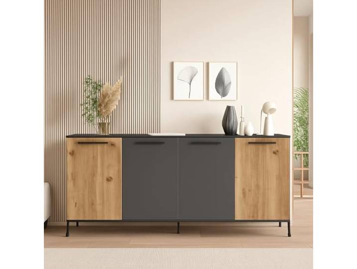 Dmora Alfrick Anrichte 160x40x71.8 cm Braun, 2 Regale, 4 Fächer