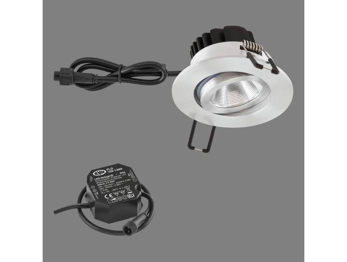 EVN PC65 Außen-Einbauleuchte rund, 3000K aluminium PC65, dimmbar, alu / grau / zink, Aluminium, Modern, Deckenlampe