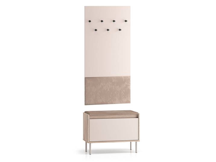 Meuble Entrée Porte-manteau Et Banc À Chaussures 1 Porte Alos Cachemire Et Bois