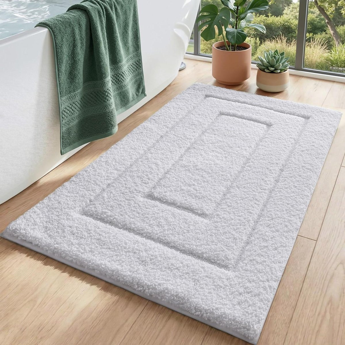Zachte microvezel badmat in wit - 50 x 80 cm