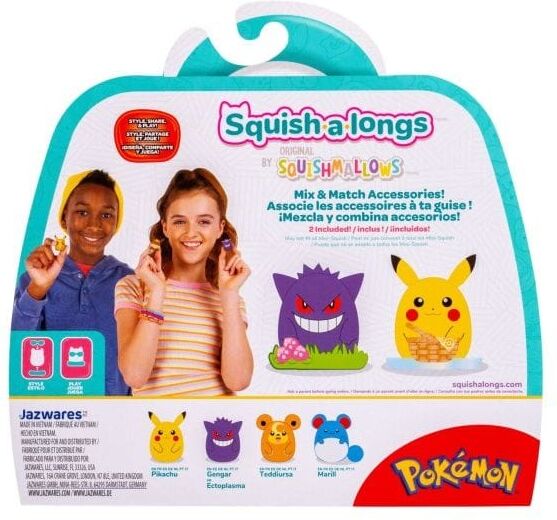 Squishmallow Pokémon Squish-a-longs 4 Pack (Style 2, Wave 2) - 1-Inch Plush Toys for Kids