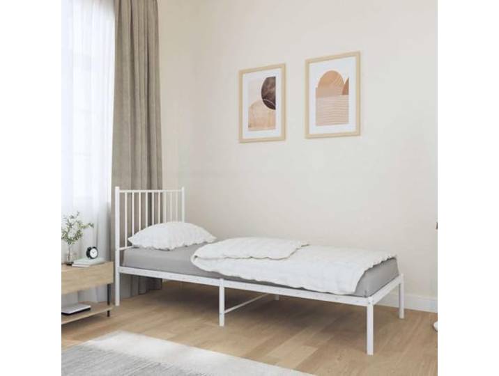 RJPLMFV Bettgestell, Metall, Weiß, 80 x 200 cm, mit Kopfteil Ohne Matratze, Lattenrost inklusive, pulverbeschichteter Stahl, Aufbewahrung unter dem Bett, einfache Montage