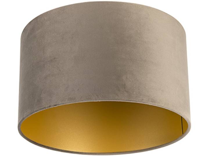 QAZQA cilinder velours - Klassieke Lampenkap - Ø 350 mm - Taupe -