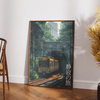 Inspire Picks Tokyo Rainy Night Railway Canvas Print Retro Japanese Cityscape Wall Art Decor 20 20x30cm No Frame