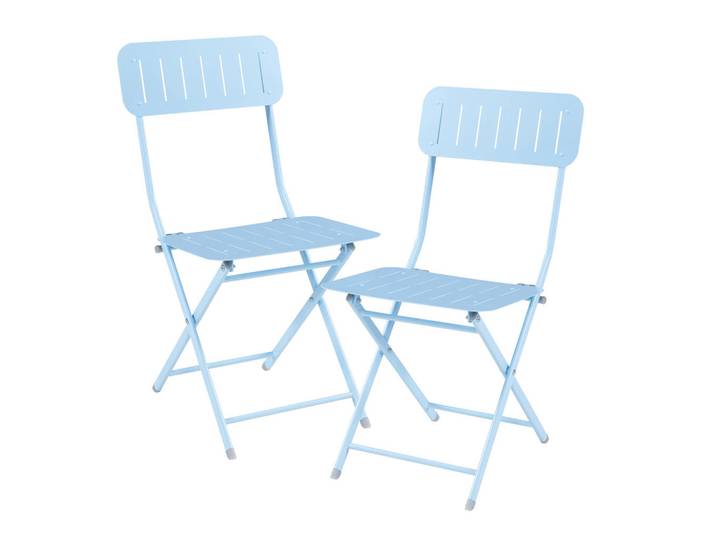 [en.casa] Gartenklappstuhl-Set 2 Tlg. Sande, Hellblau, Metall, 42x84.5x50 cm, Gartenmöbel, Gartensessel, Gartenklappstühle
