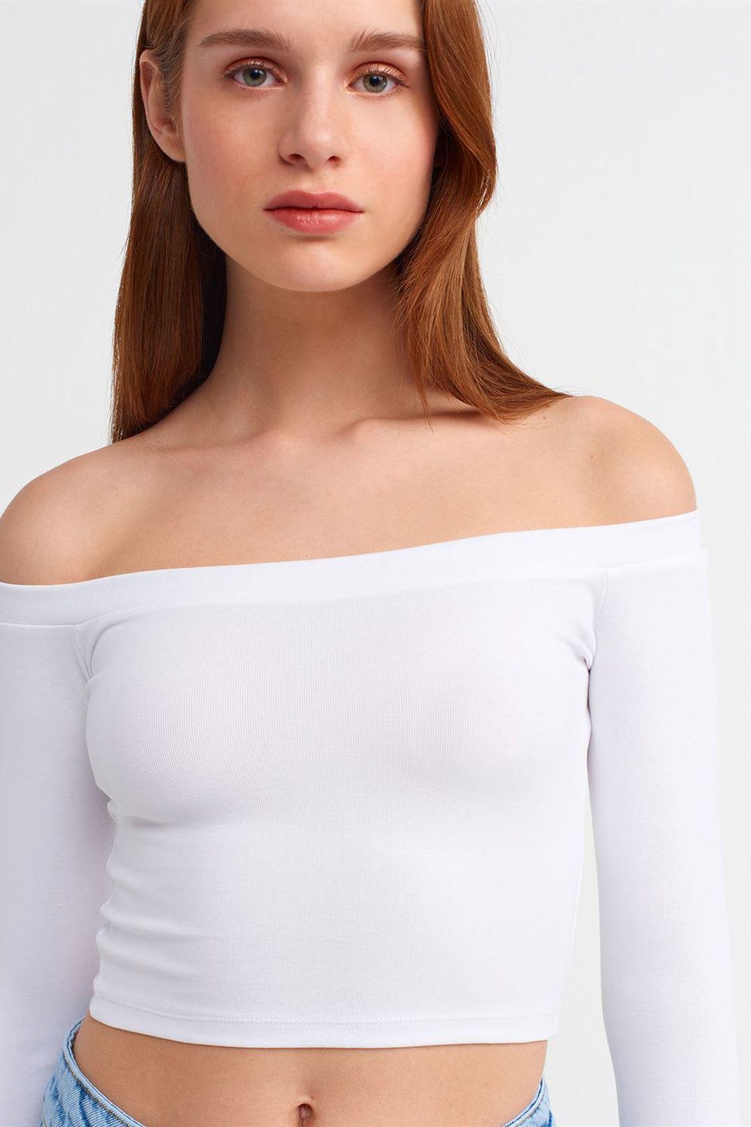 Damen Off-Shoulder Cropped Bluse