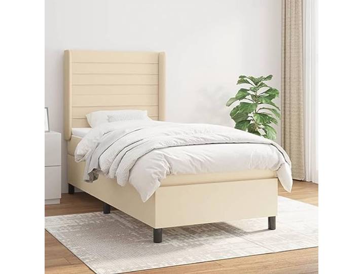RJPLMFV Lattenrost, Stoff, cremefarben, 90 x 190 cm, mit Taschenfederkernmatratze