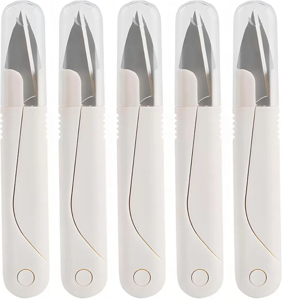 INF U-förmige Schere Weiß 5er-Pack - ABS-Gehäuse mit Edelstahlklingen, Schutzkappen