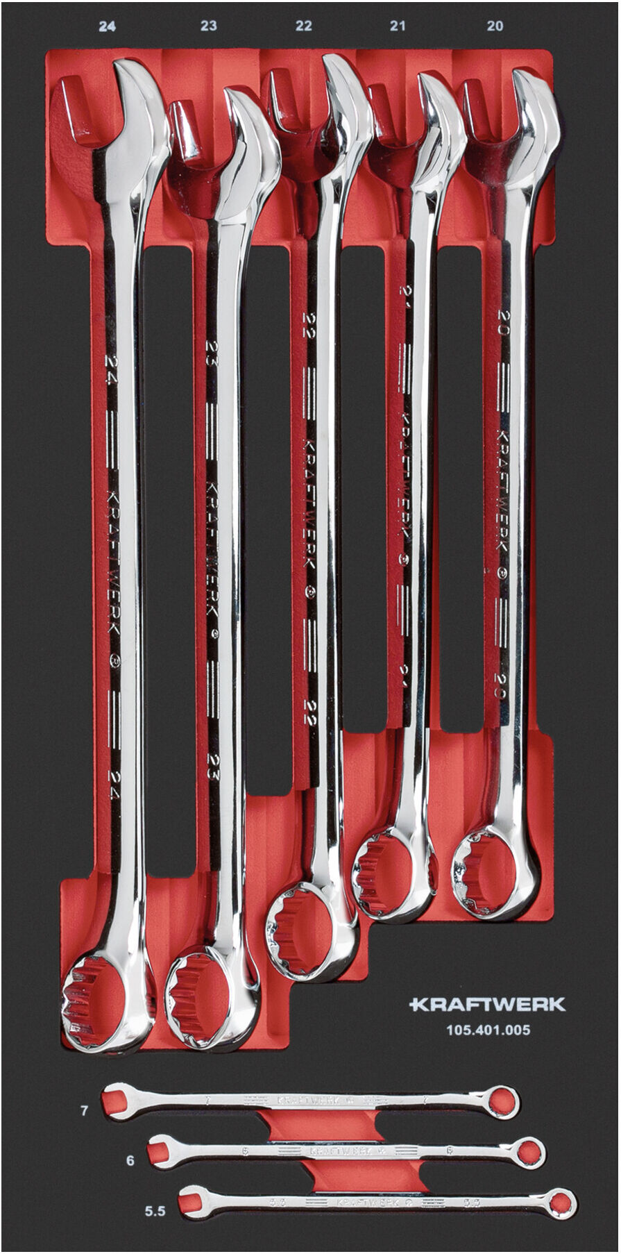 Kraftwerk Ringmaulschlüsselsatz 8-tlg. 20x40 Einlage (105.401.005)