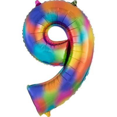 XL Folienballon Regenbogen Zahl 9