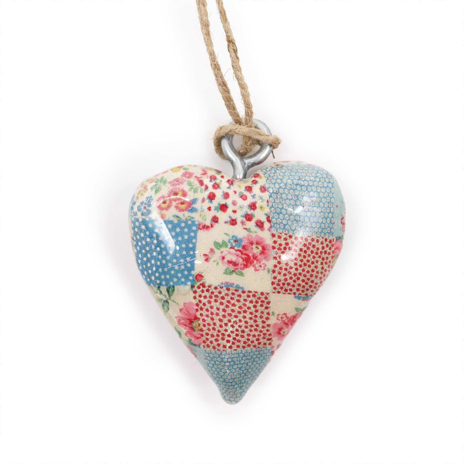Ancient Wisdom decoratieve kleine houten hartjes met blauwe en rode afbeeldingen