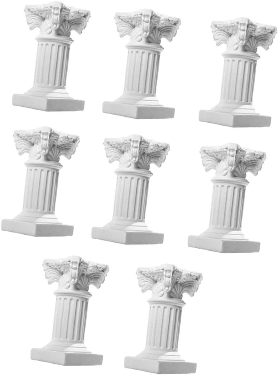 Wit Romeinse Pilaar Kandelaar - Zuil Beeldje van Hars - 6,5 x 3,7 cm