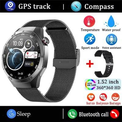 Uplift Essentials AMOLED GPS Performance Smartwatch mesh Belt Black
