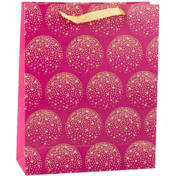 Edle Geschenktüte Gold Sterne Rosa 32 x 26 x 10 cm
