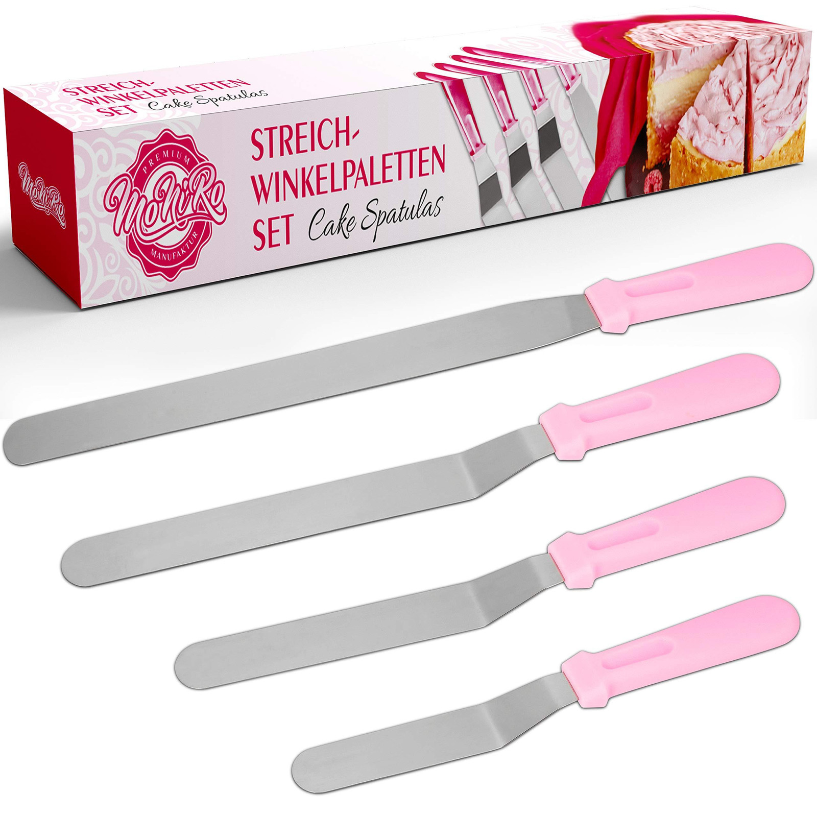 Set van 4 roestvrijstalen keukenhulpmiddelen inclusief paletmes en spaan