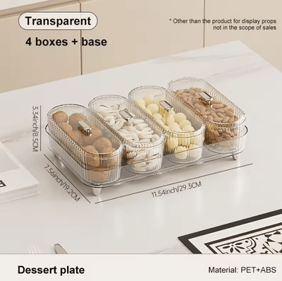Inspire Curations Elegant Covered Fruit & Snack Bowl For Living Room Coffee Table & Kitchen transparent