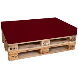 TexDeko Palettenkissen für Europalette 120x80x12cm Wasser-& Schmutzabweisend, abnehmbarer Bezug mit Reißverschluss, waschbar (Bordeaux)