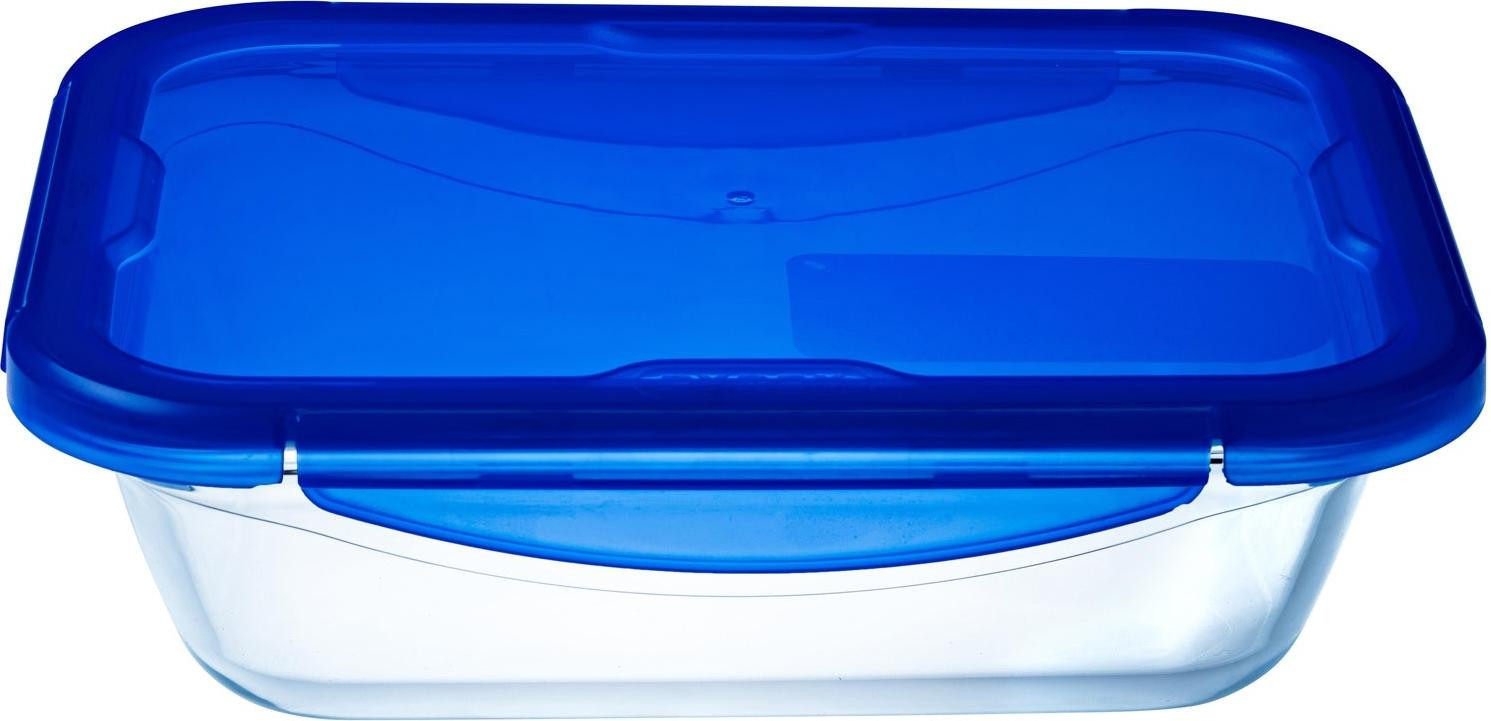Pyrex Cook & Go rechthoekige glazen voorraadtrommel met deksel, 800 ml, 20 x 15 cm