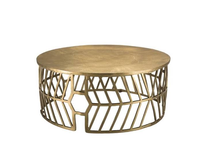 MACABANE JONAS - Table basse ronde 89x89cm aluminium doré piètement graphique