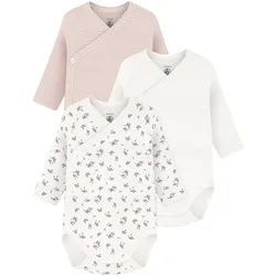 Petit Bateau 3er-Pack Wickelbodys langarm Ringel Beeren, natur | rosa, 56