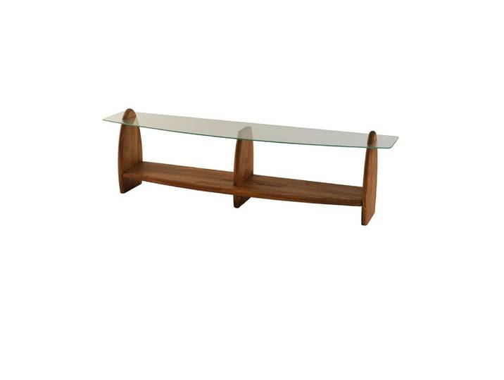 Meuble tv vintage bois / verre 2 niches