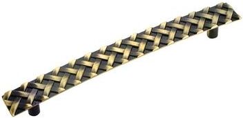 "Utopia Alley Basket Weave Pull Handle - Decorative Cabinet Drop Pull Handles for Cabinets, Antique Brass, 5.0"" Center to Center"