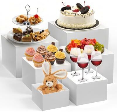 Garvee 6-Piece Stackable Display Risers Set, Multi-Sized Dessert Stands for Bakery Wedding Buffet Party Table Display.