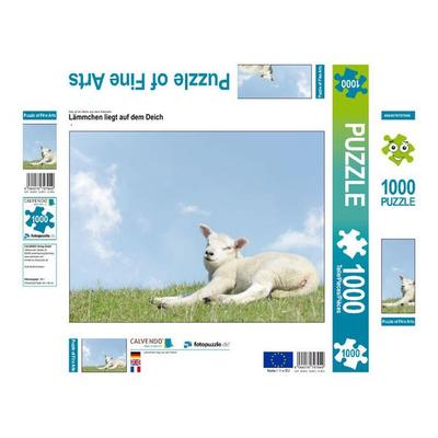 CALVENDO Puzzle Lämmchen liegt auf dem Deich 1000 Teile Lege-Größe 640 x 480 cm Foto-Puzzle Bild von Carola Schubbel