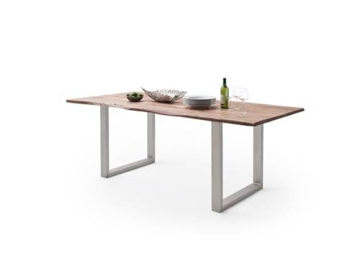 möbelando Baumkantentisch >Calabria< in Akazie Natur lackiert - 180x76,5x90 (BxHxT)