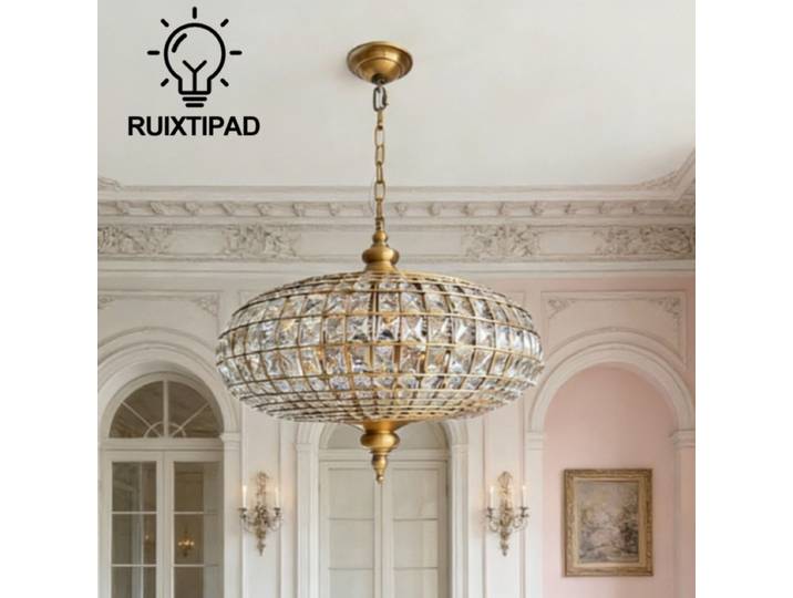 Lustre en cuivre Vintage français, luminaire suspendu pour salon, chambre à coucher, Villa, salle à manger, décoration de la maison