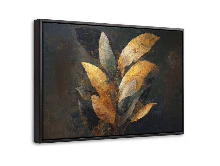 LEINWAND Bilder mit Rahmen - Golden Leaf Komposition - Botanical Luxury - 60x40